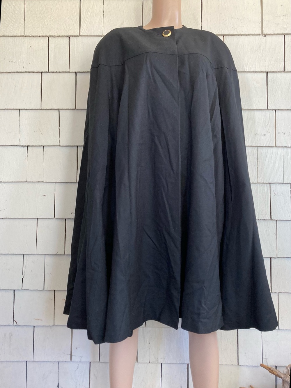 Vintage Black Wool Cape George Simonton Size Medium